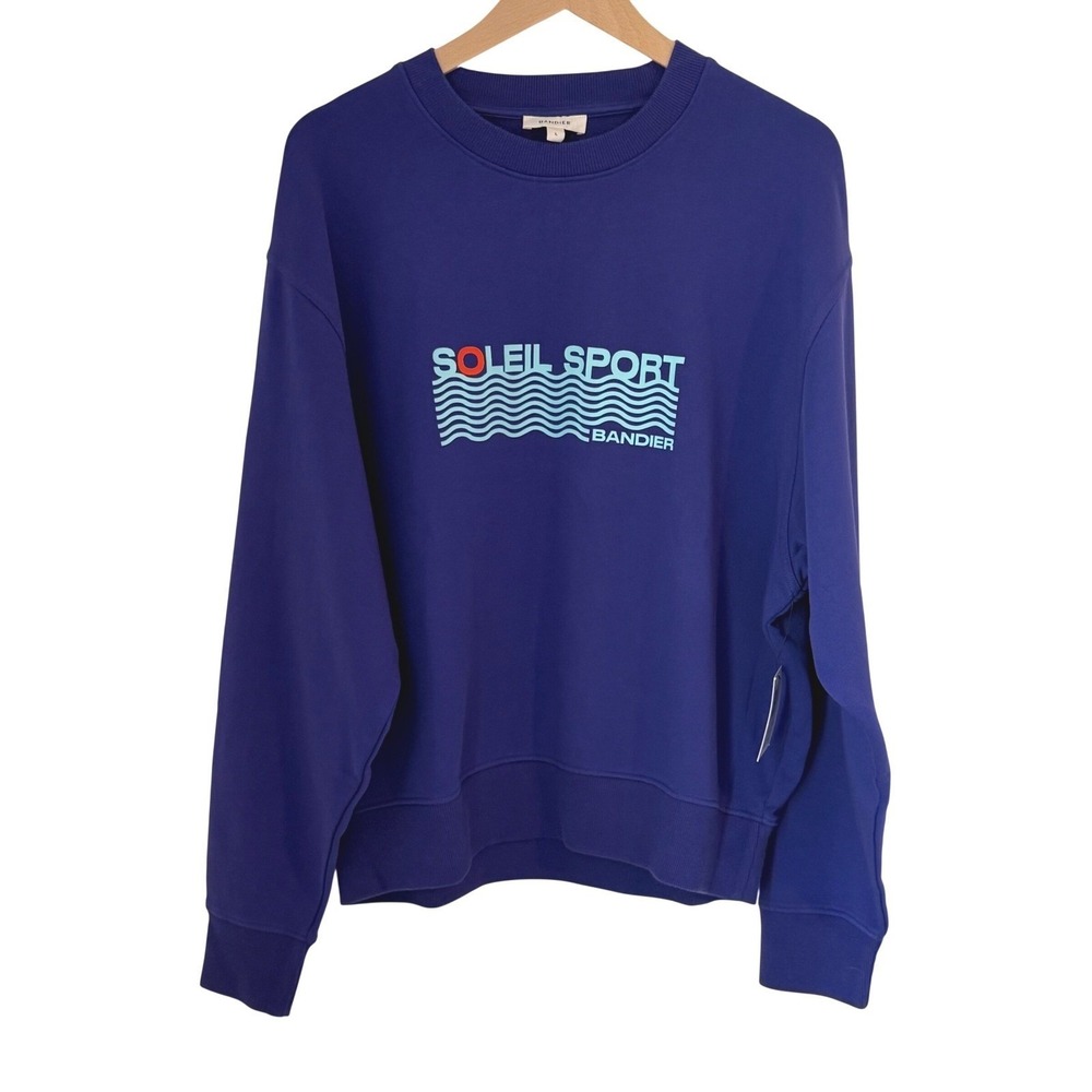 NWT Bandier Classic Soleil Sport Crew Neck Sweatshirt Spectrum Blue Size L